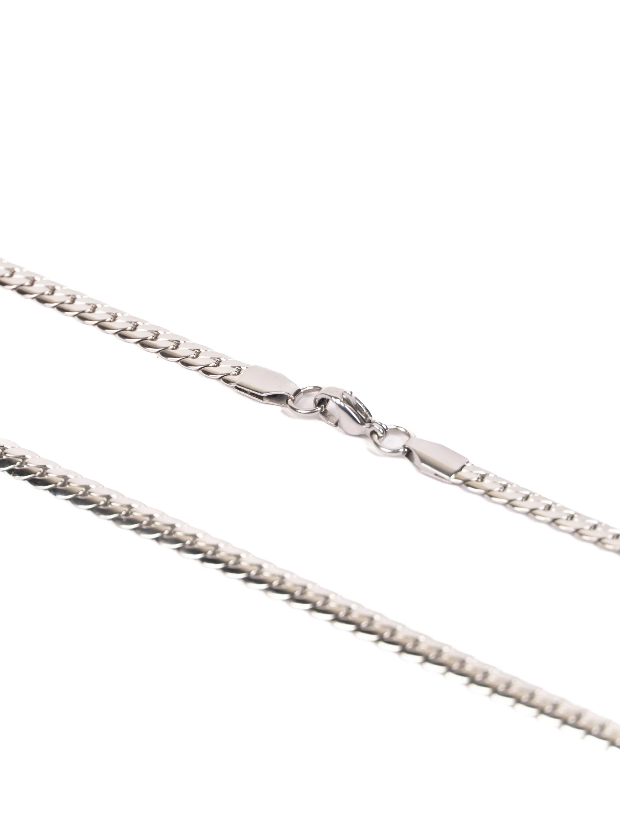 curb Silver chain necklace on a white background