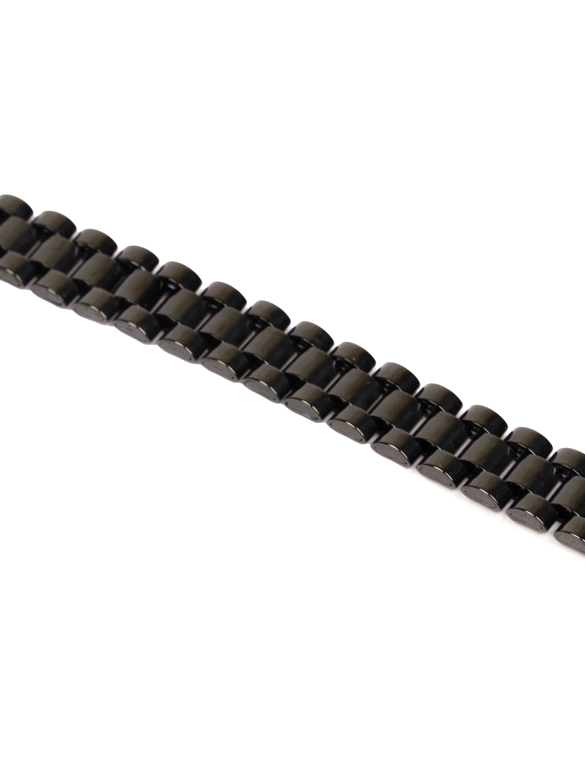 Black metal chain on a white background