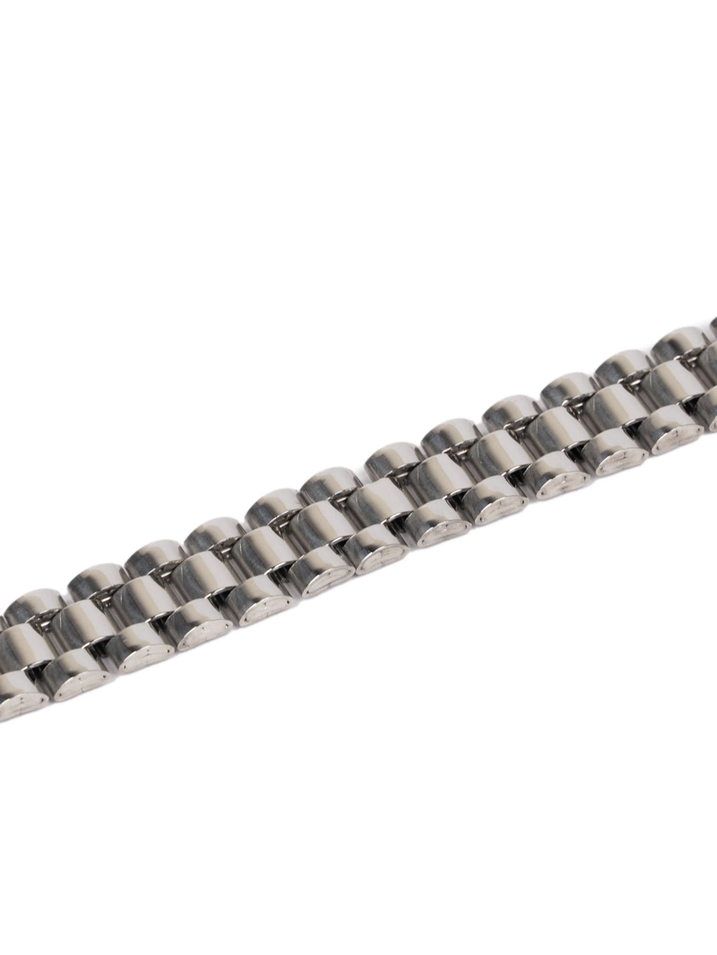 Silver chain bracelet on a white background stawp