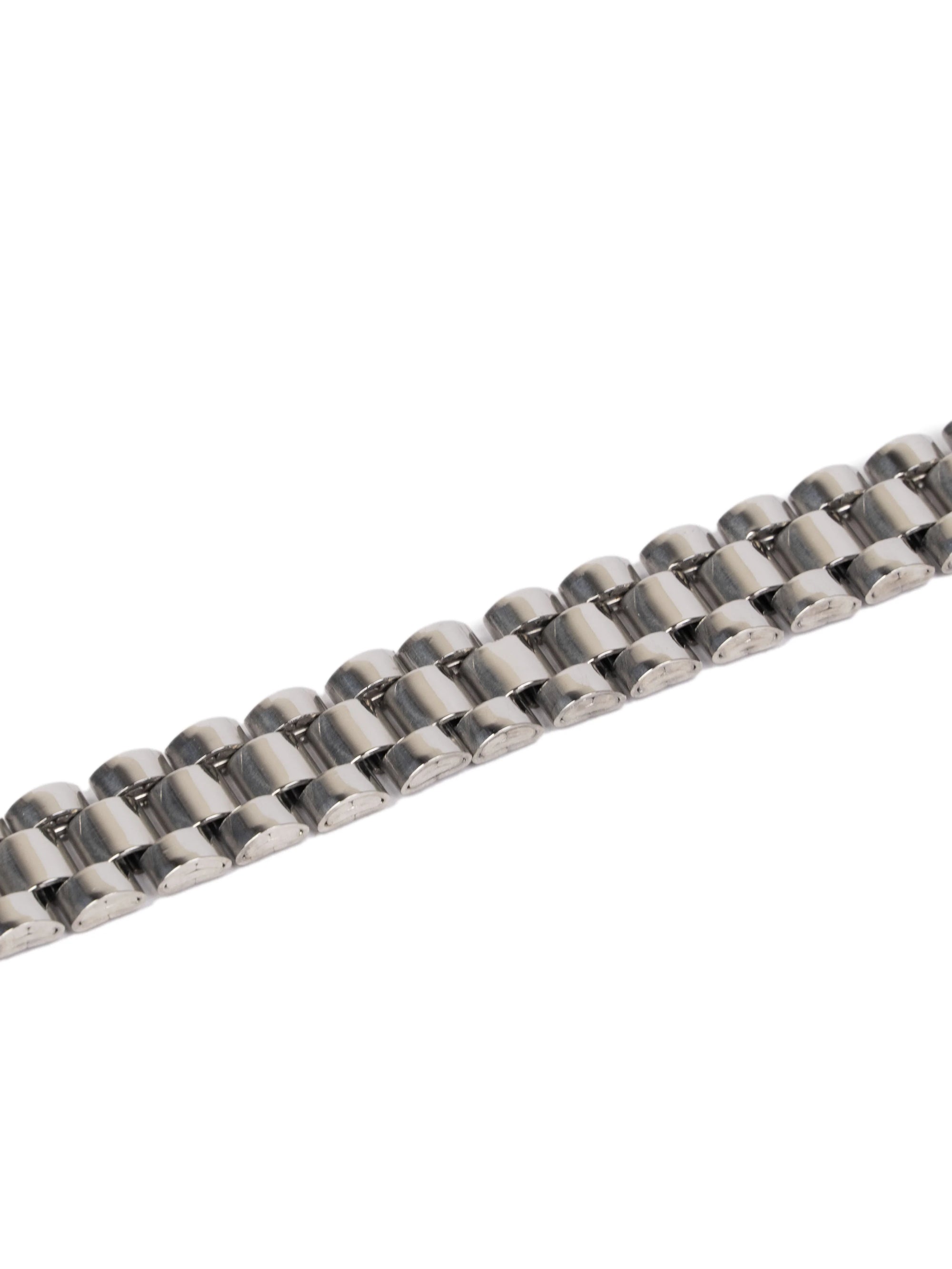 Silver chain bracelet on a white background stawp