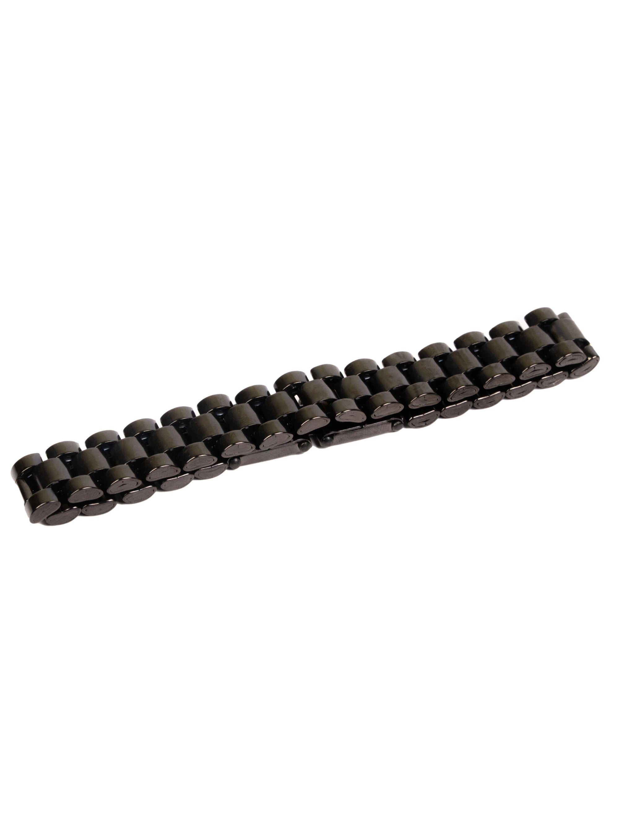 Black metal chain on a white background