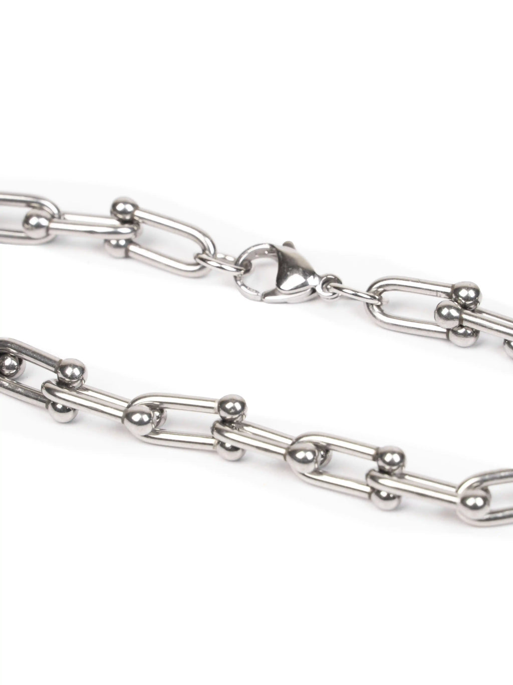 link bracelet Silver chain with a clasp on a white background stawp