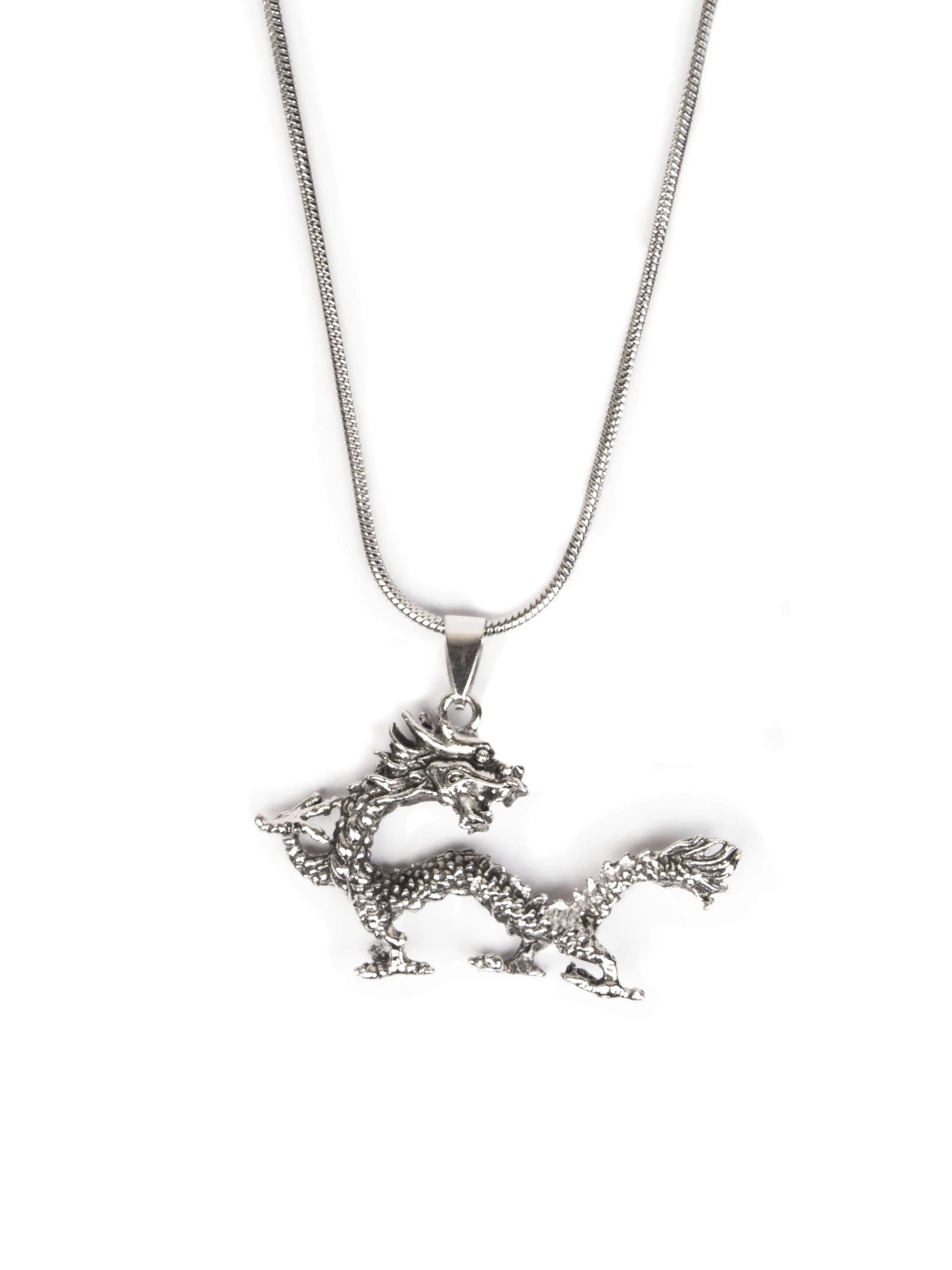 Silver horse pendant necklace on a white background