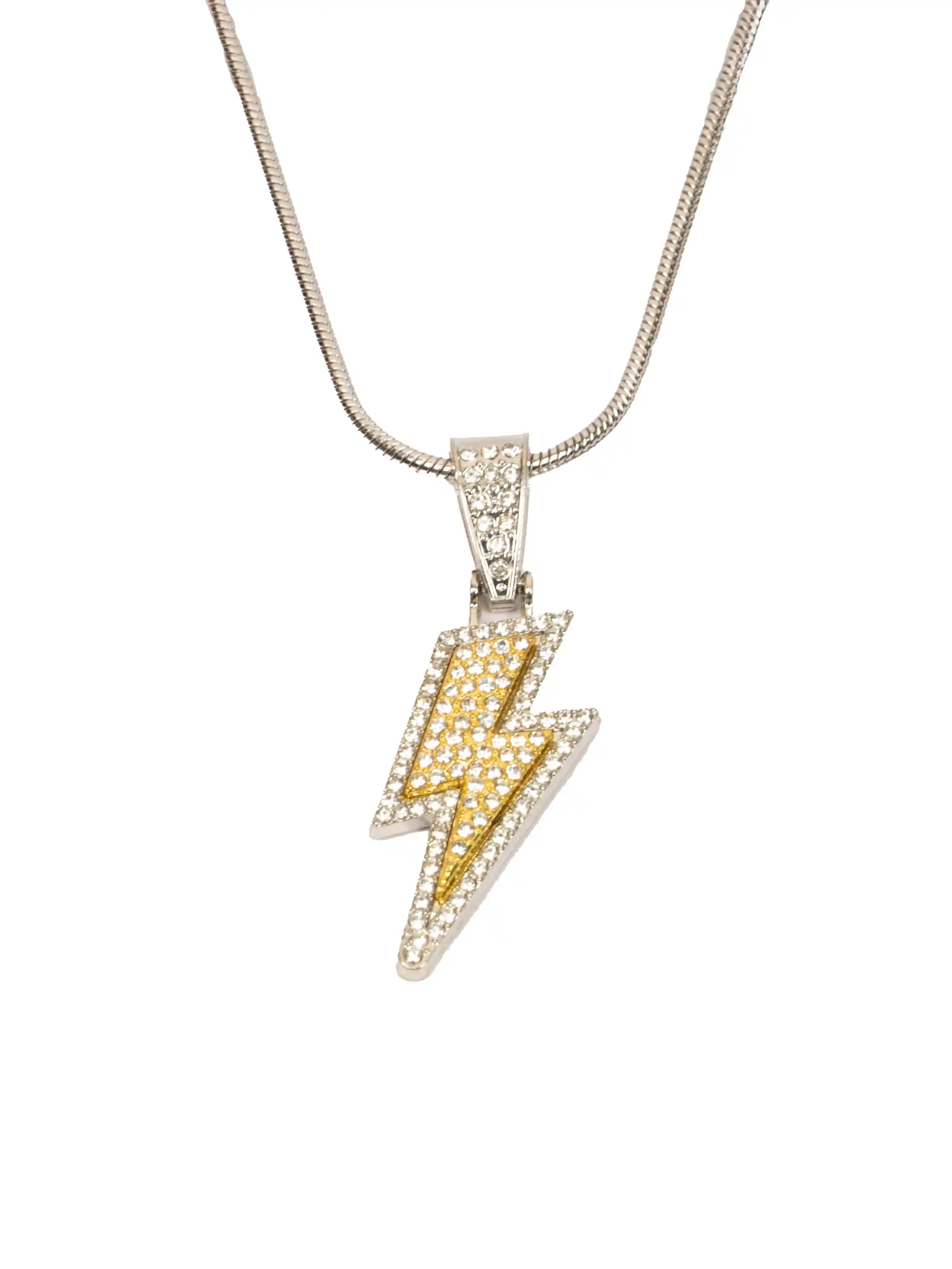 thunderbolt pendent stawp
Necklace with a lightning bolt pendant on a white background