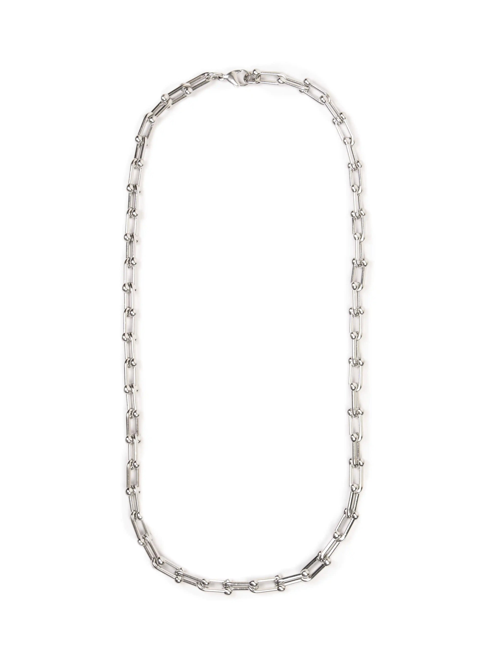 link chain
Silver chain necklace on a white background