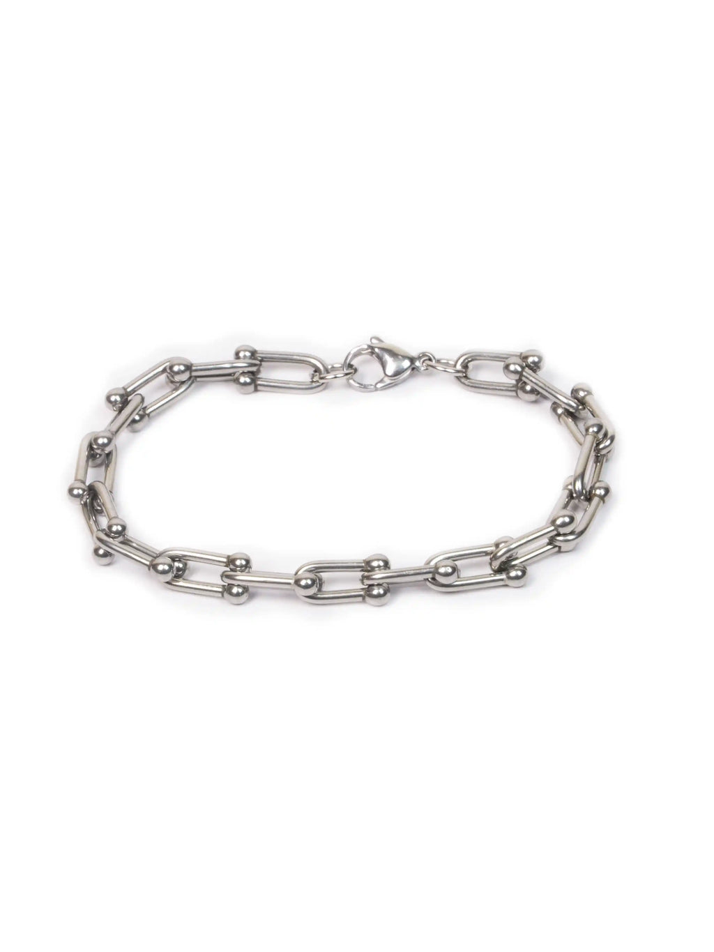 link bracelet
Silver chain bracelet on a white background