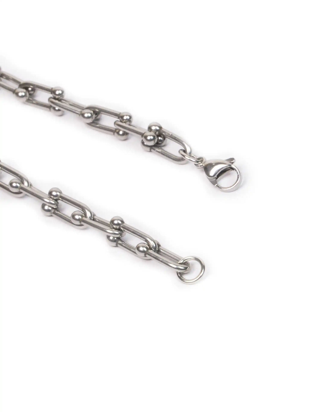link bracelet
Silver chain necklace on a white background