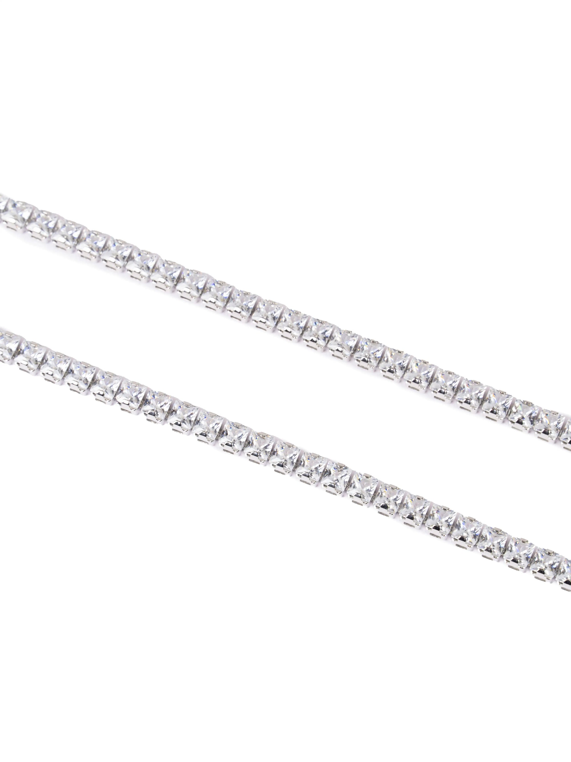 Diamond tennis bracelet on a white background